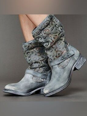 Free People Beau Crochet Distressed Boots